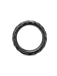 Chevron Band Ring Black Titanium