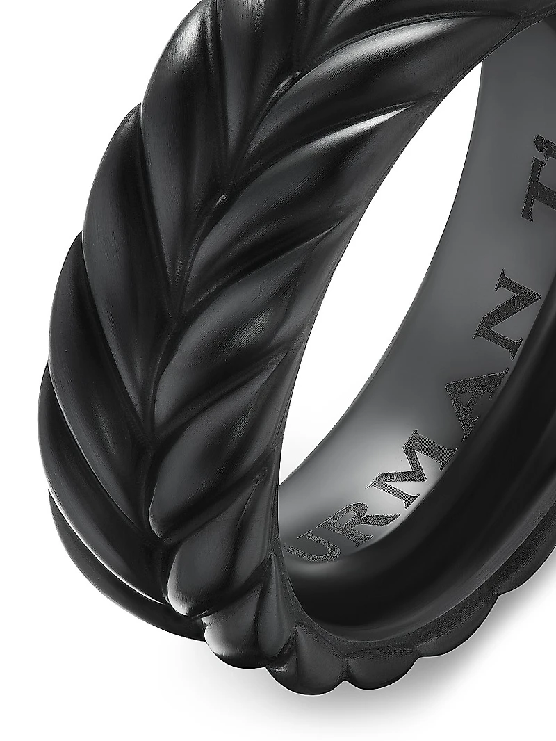 Chevron Band Ring Black Titanium