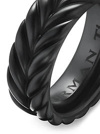Chevron Band Ring Black Titanium