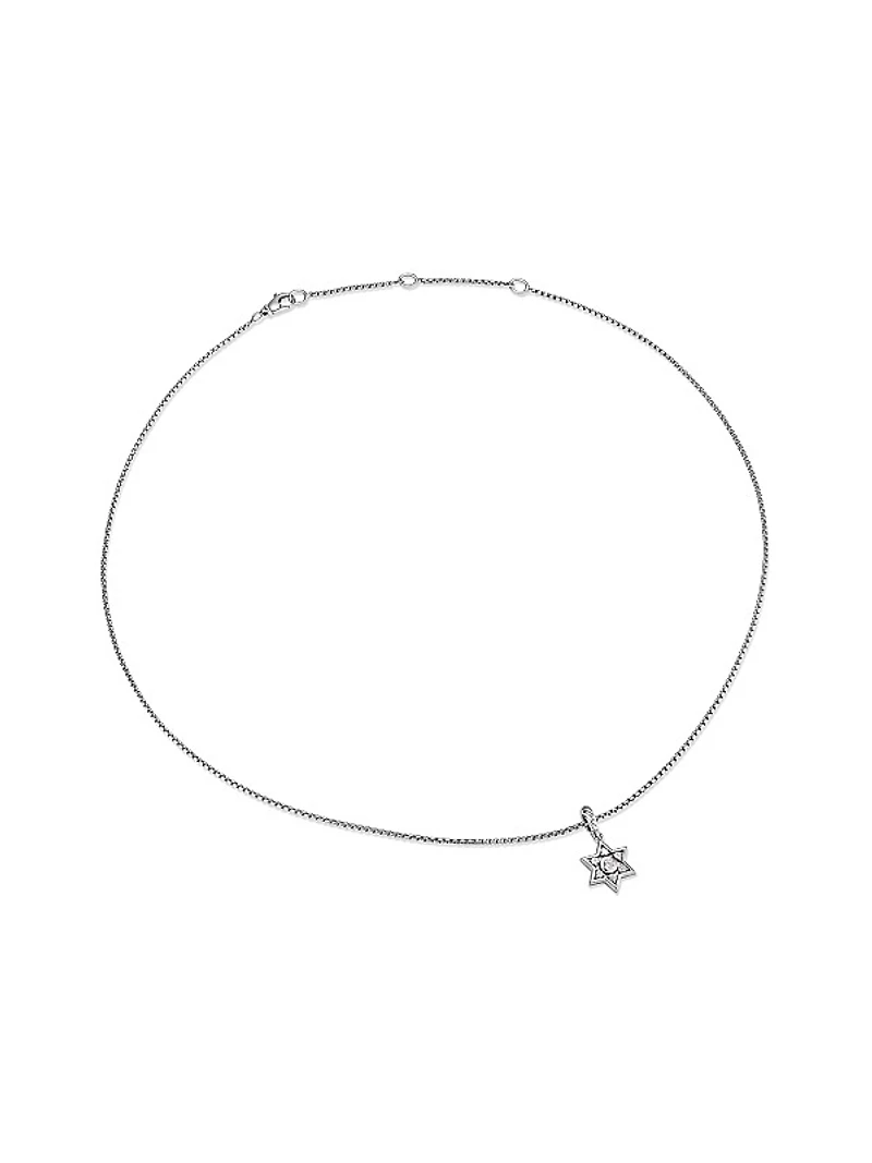 Star of David Pendant Necklace in Sterling Silver with Diamonds