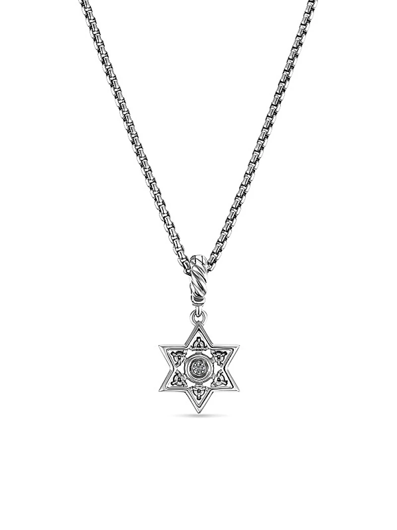 Star of David Pendant Necklace in Sterling Silver with Diamonds