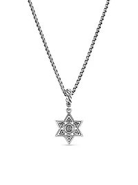 Star of David Pendant Necklace in Sterling Silver with Diamonds