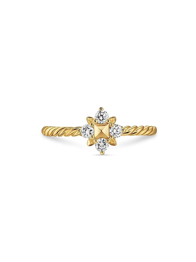Petite Modern Renaissance Pyramid Ring 18K Yellow Gold