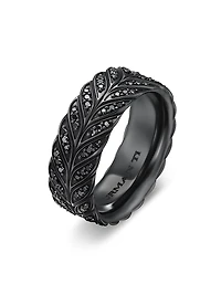 Chevron Pavé Band Ring Black Titanium, 9MM