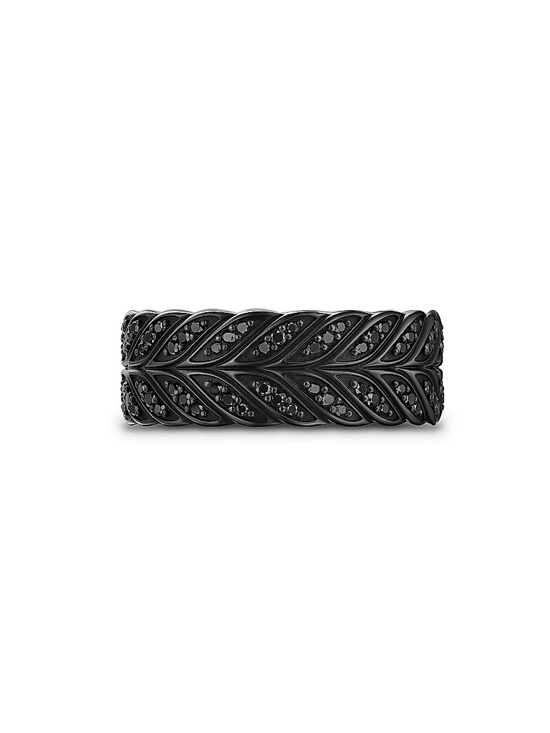 Chevron Pavé Band Ring Black Titanium, 9MM