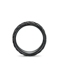Chevron Pavé Band Ring Black Titanium, 9MM