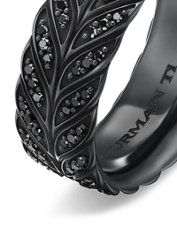 Chevron Pavé Band Ring Black Titanium, 9MM