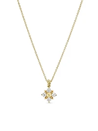 Petite Modern Renaissance Pyramid Pendant Necklace in 18K Yellow Gold with Diamonds, 8.1MM