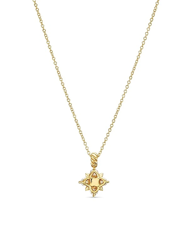 Petite Modern Renaissance Pyramid Pendant Necklace in 18K Yellow Gold with Diamonds, 8.1MM