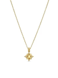Petite Modern Renaissance Pyramid Pendant Necklace in 18K Yellow Gold with Diamonds, 8.1MM