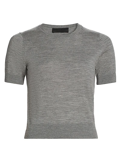 Leilani Merino Wool Short-Sleeve Sweater