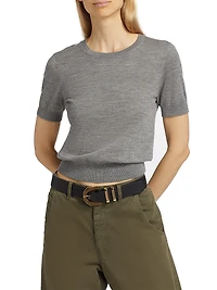 Leilani Merino Wool Short-Sleeve Sweater