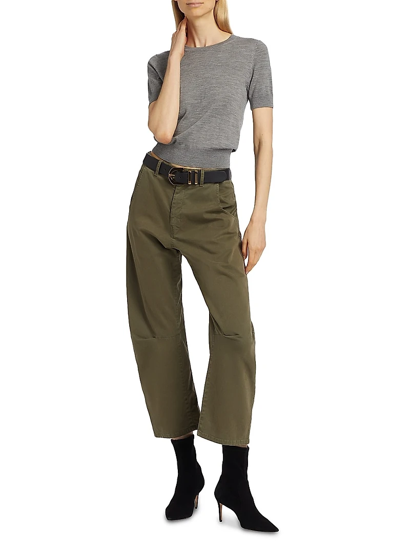 Leilani Merino Wool Short-Sleeve Sweater