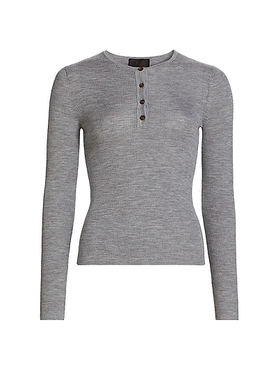 Klarise Wool-Silk Henley Sweater