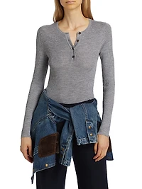 Klarise Wool-Silk Henley Sweater