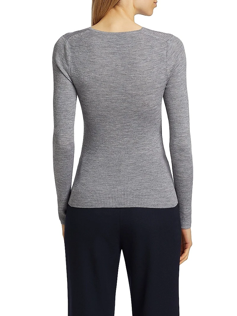 Klarise Wool-Silk Henley Sweater