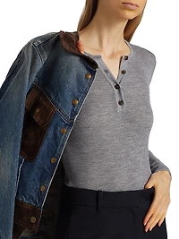 Klarise Wool-Silk Henley Sweater