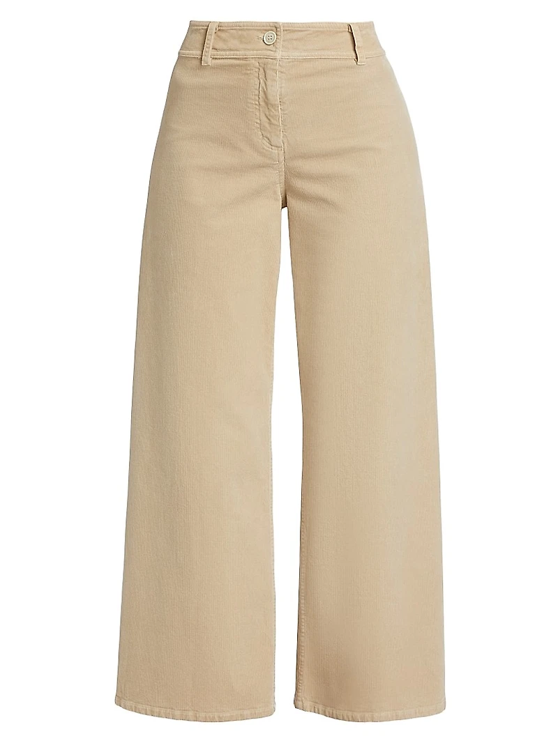 Megan Cotton-Blend Corduroy Cropped Wide-Leg Pants