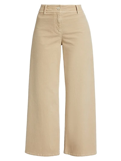 Megan Cotton-Blend Corduroy Cropped Wide-Leg Pants