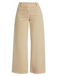 Megan Cotton-Blend Corduroy Cropped Wide-Leg Pants