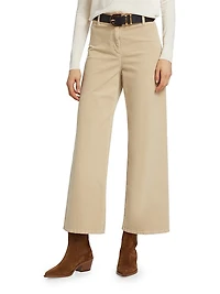 Megan Cotton-Blend Corduroy Cropped Wide-Leg Pants