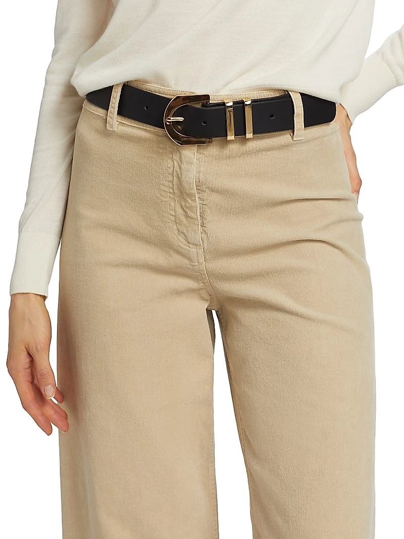 Megan Cotton-Blend Corduroy Cropped Wide-Leg Pants