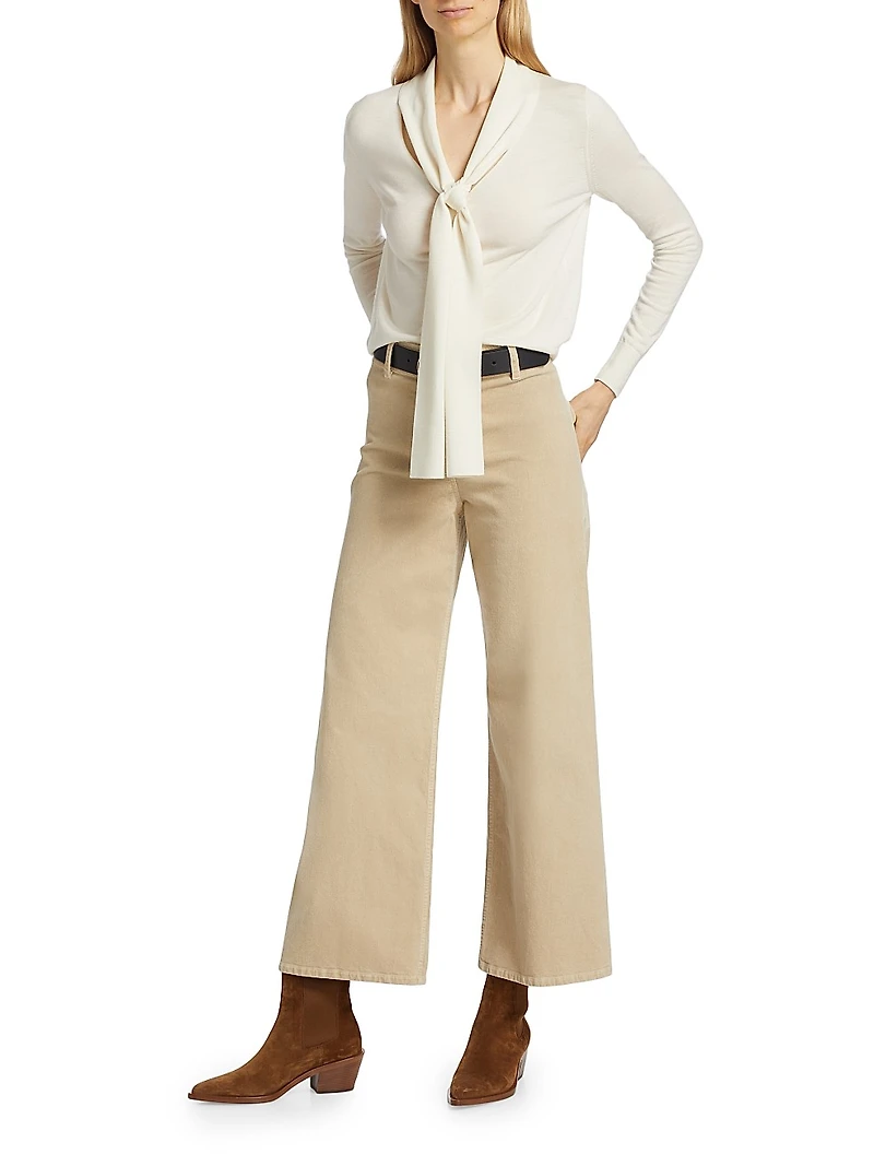 Megan Cotton-Blend Corduroy Cropped Wide-Leg Pants