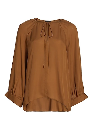 Acadia Silk Tieneck Blouse