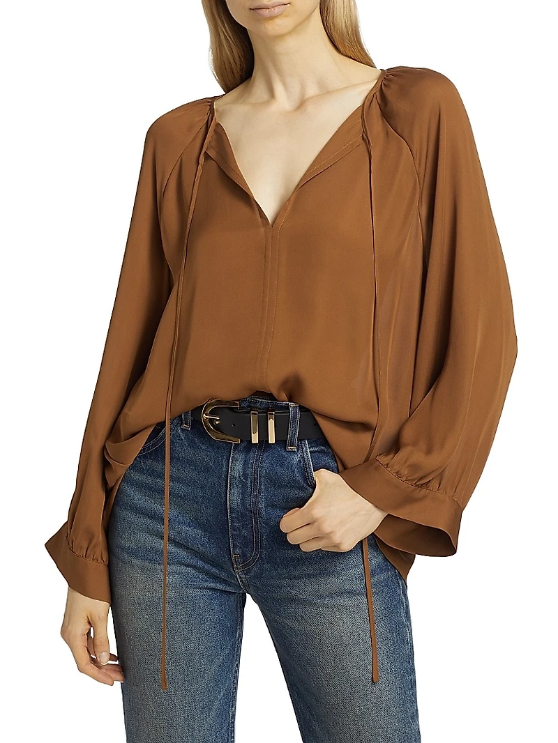 Acadia Silk Tieneck Blouse