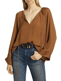 Acadia Silk Tieneck Blouse