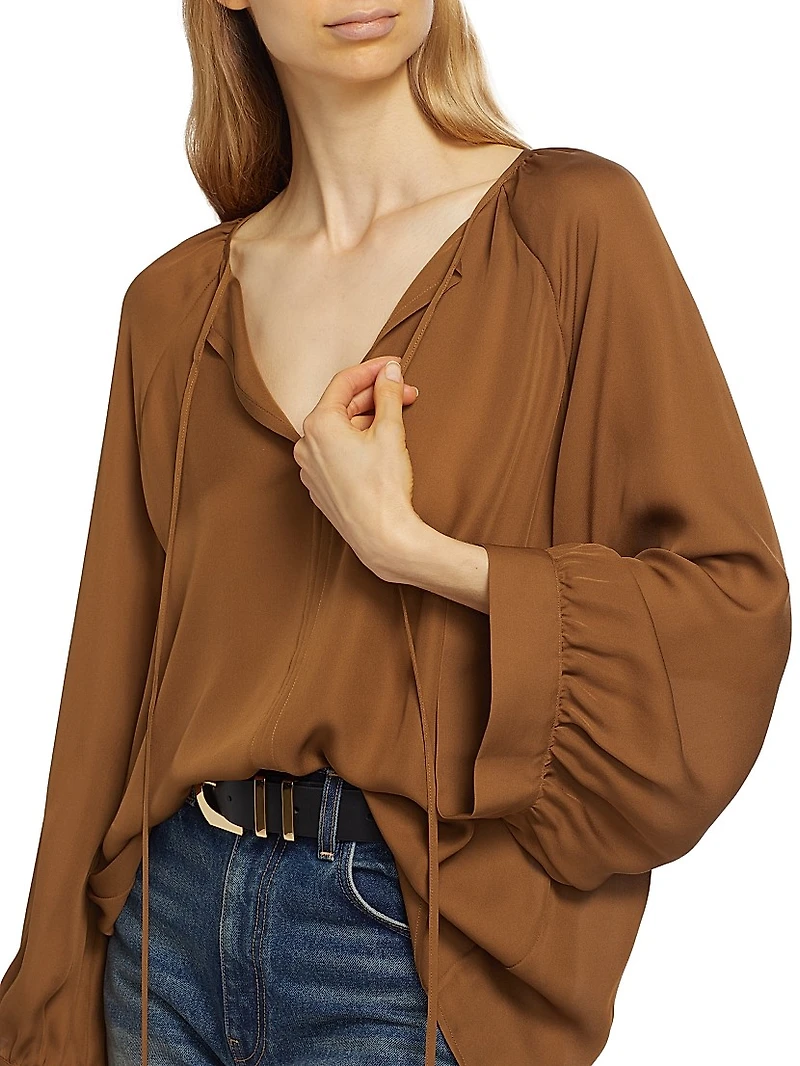 Acadia Silk Tieneck Blouse