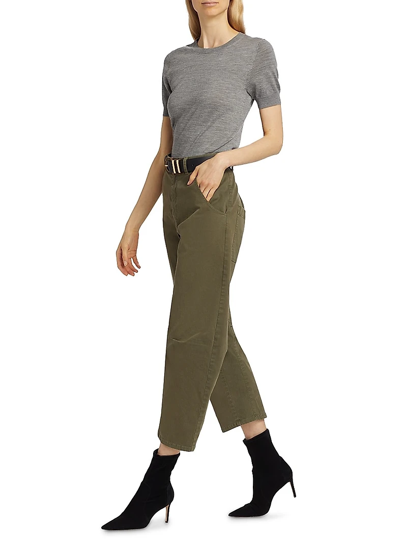 Emerson Stretch-Cotton Wide-Leg Crop Pants