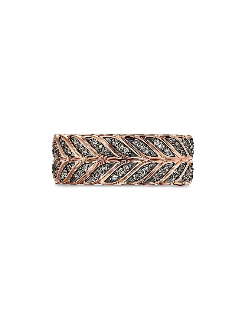 Chevron Pave Band Ring 18K Rose Gold