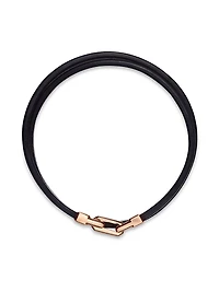 Streamline Double Wrap Black Leather Bracelet, 5.2MM