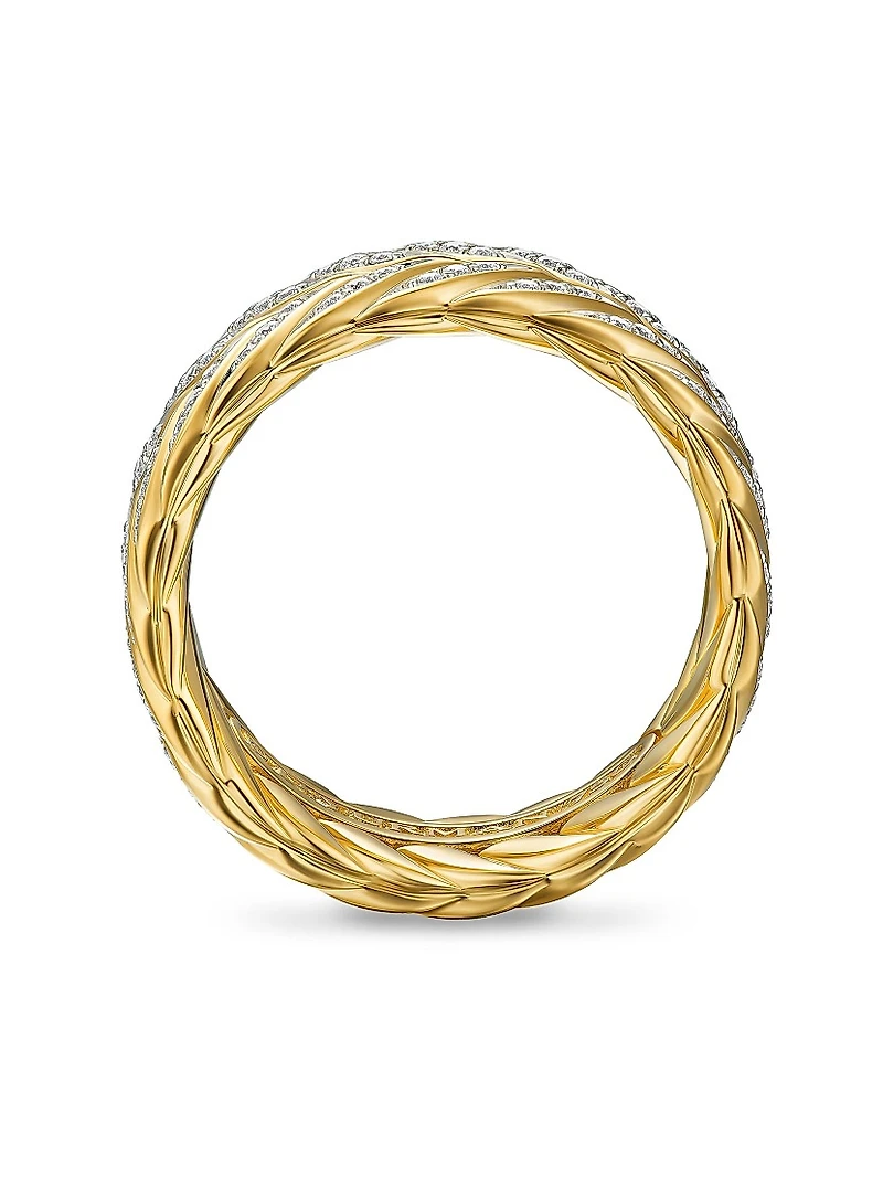 Chevron Pave Band Ring 18K Yellow Gold