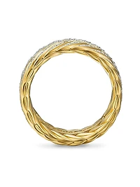 Chevron Pave Band Ring 18K Yellow Gold