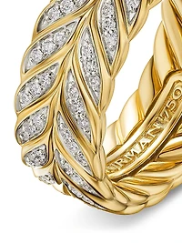 Chevron Pave Band Ring 18K Yellow Gold