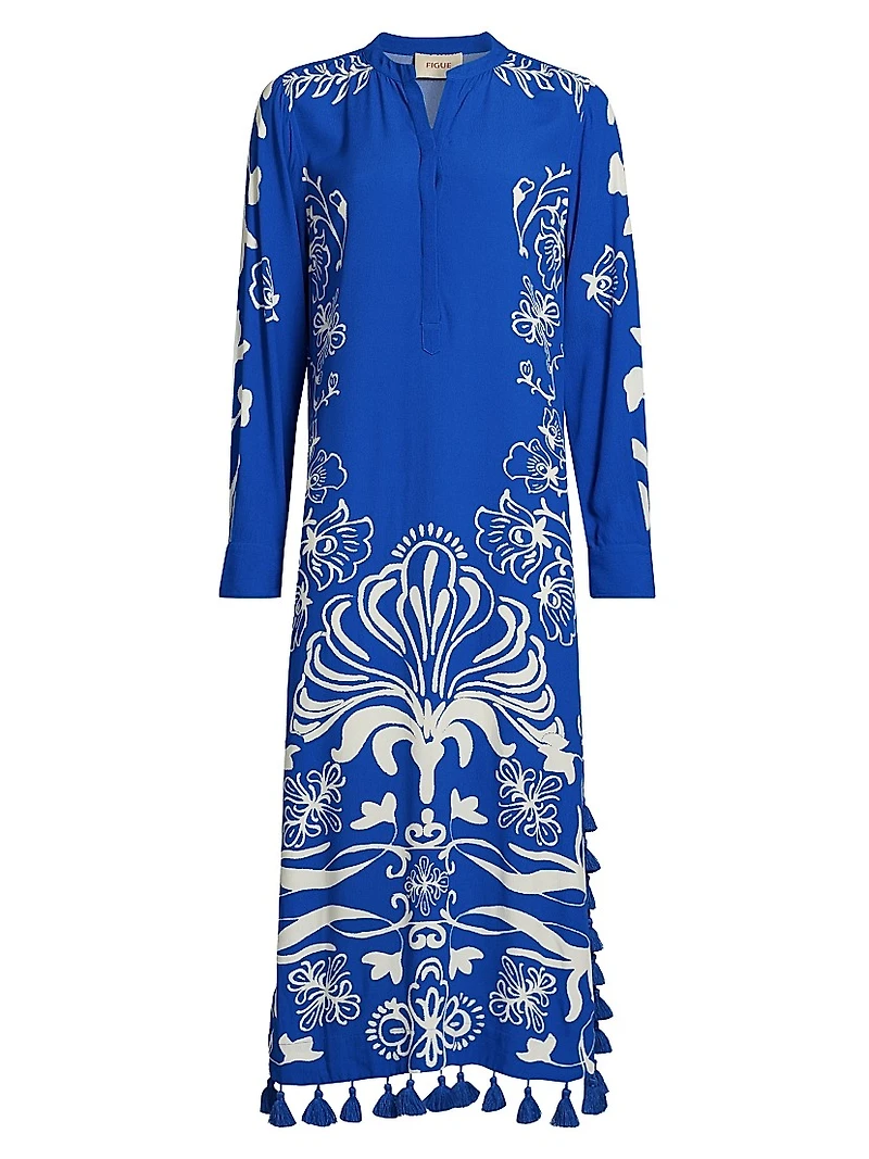 Paolina Floral Tasseled Caftan