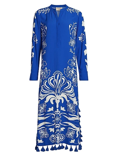 Paolina Floral Tasseled Caftan