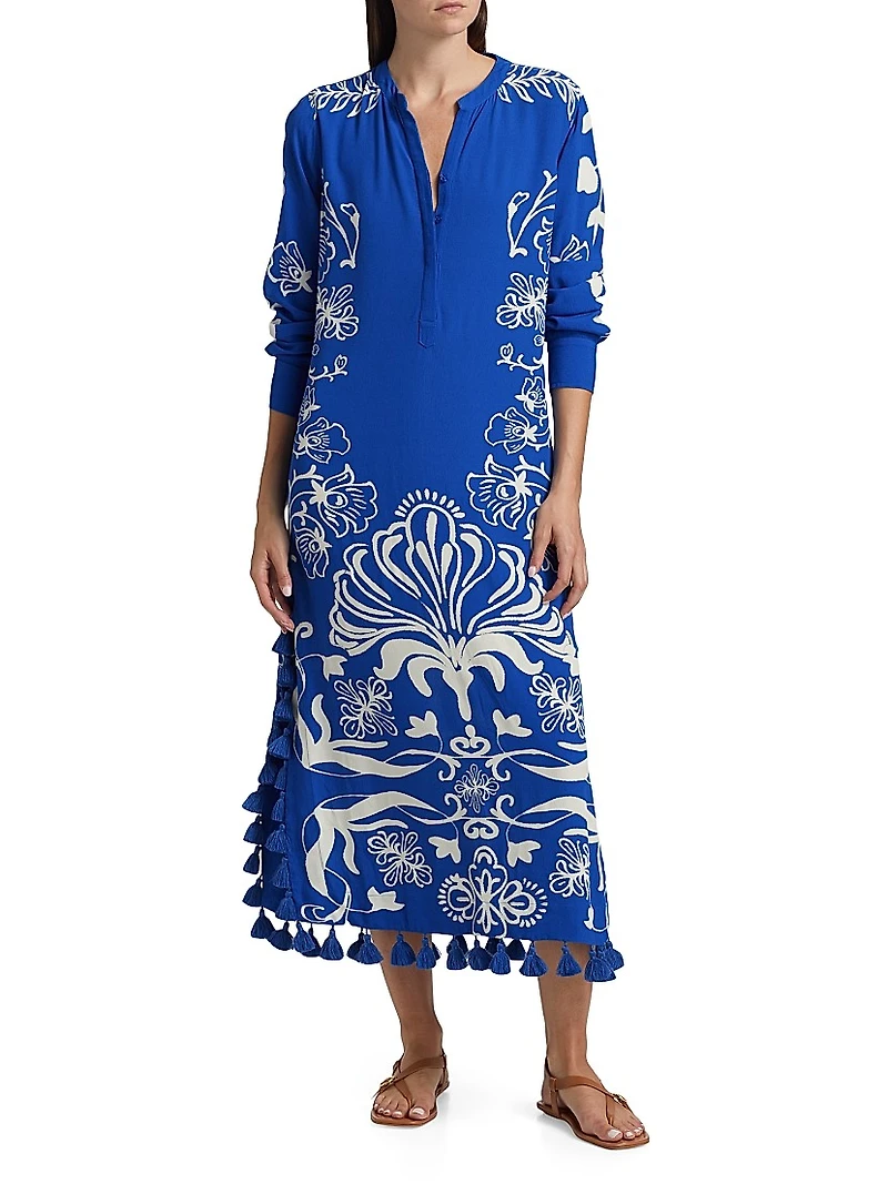 Paolina Floral Tasseled Caftan