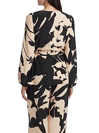 Kasey Floral Silk Tie-Waist Tunic