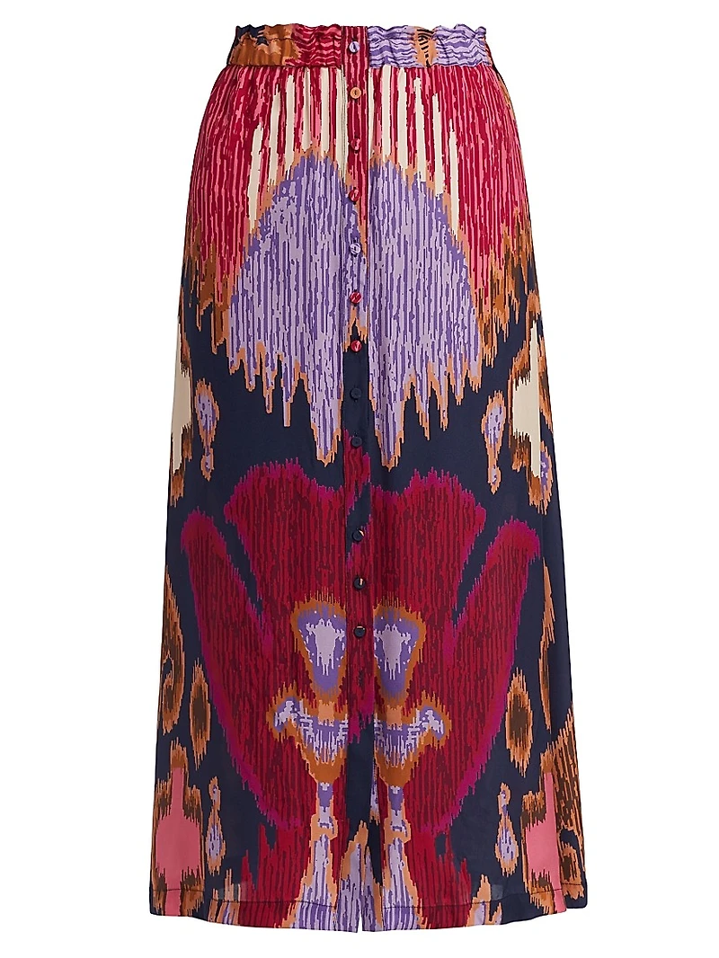 Bastien Printed Silk Midi Skirt