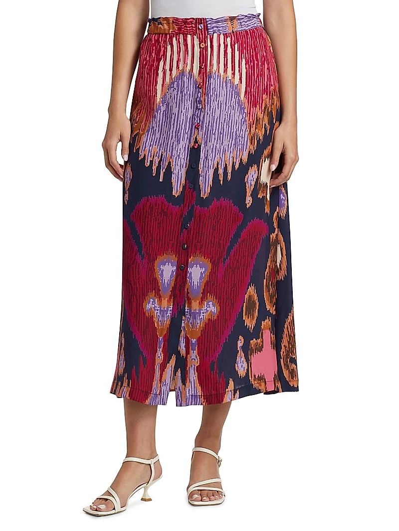 Bastien Printed Silk Midi Skirt