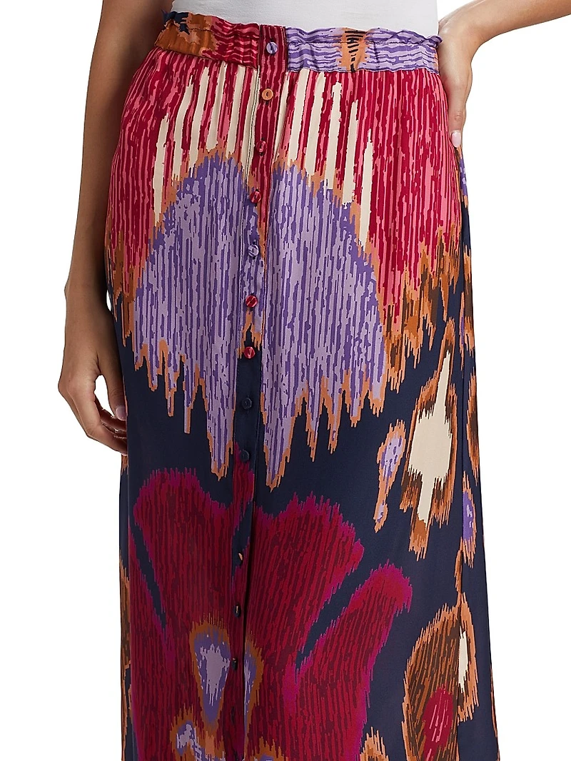 Bastien Printed Silk Midi Skirt