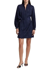 Izzie Floral Jacquard Tie-Waist Minidress