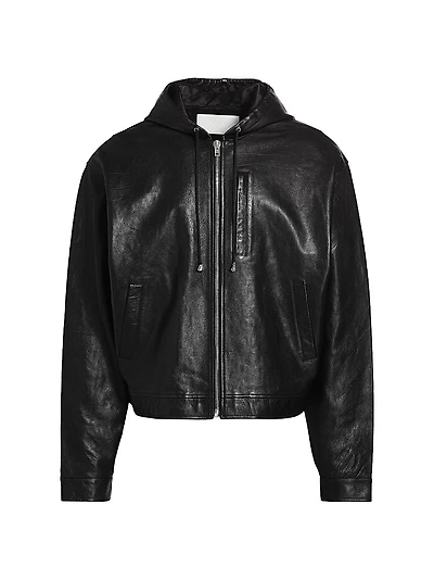 Zip-Up Leather Hoodie