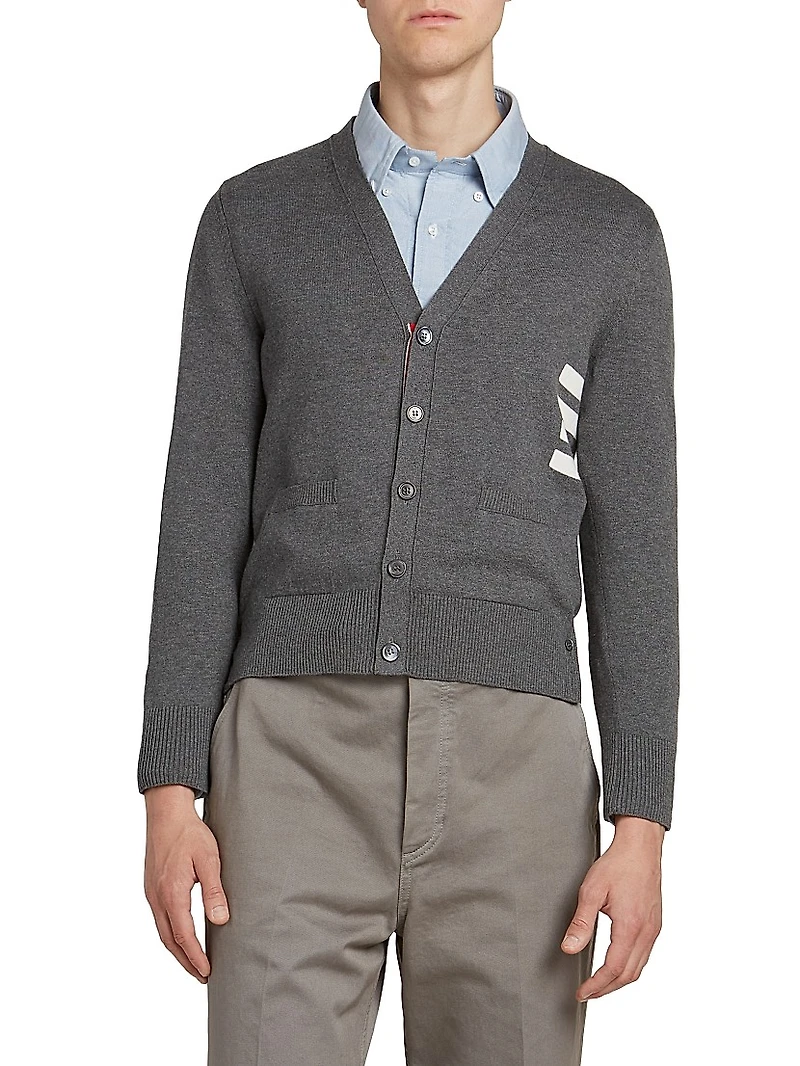 Striped Cotton Knit Cardigan