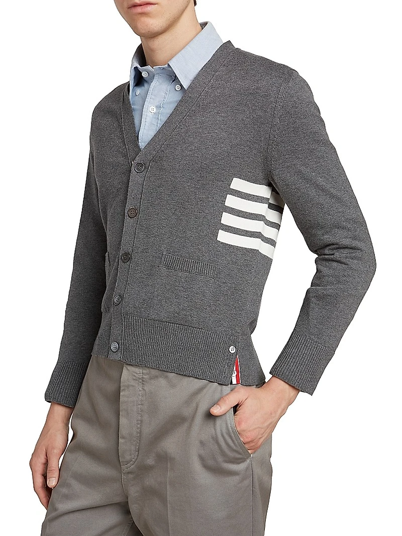 Striped Cotton Knit Cardigan