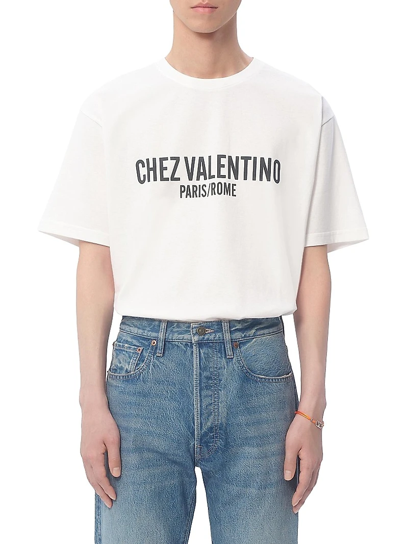 Cotton T-Shirt with Chez Print