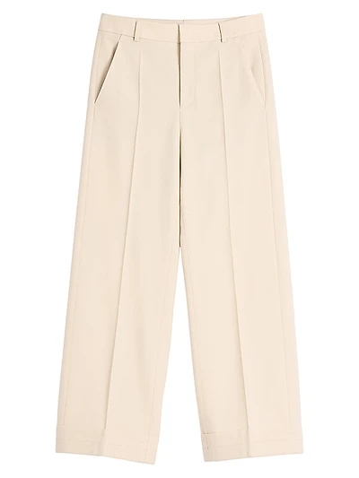 Wool Gabardine Pants with Turn-Ups